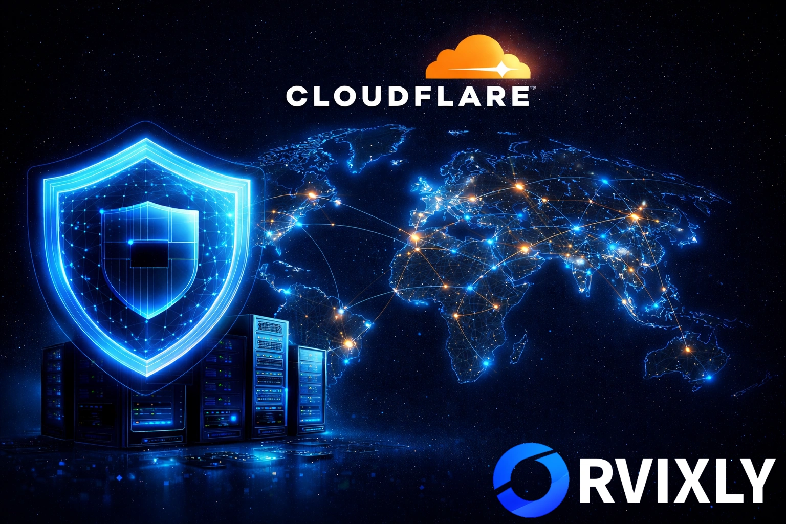 Cloudflare global network and website security illustration