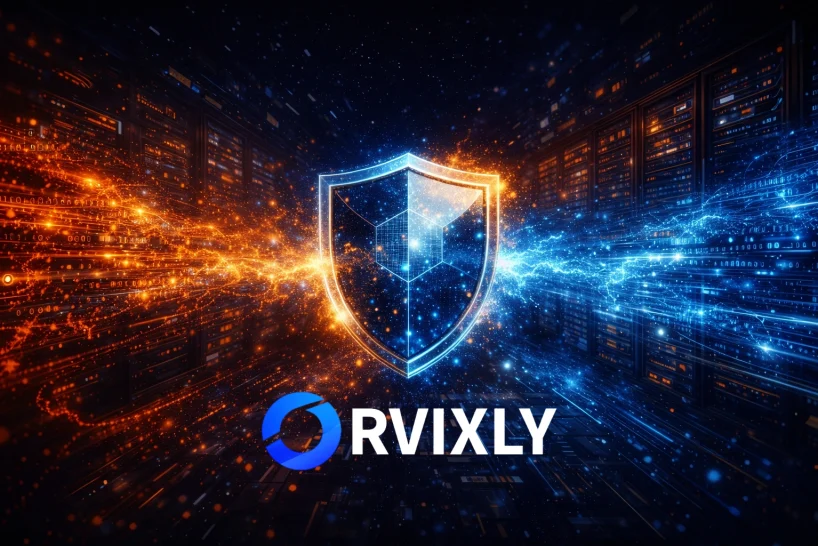 ddos-protection-explained-2026 DDoS protection shield blocking cyber attack traffic in data center